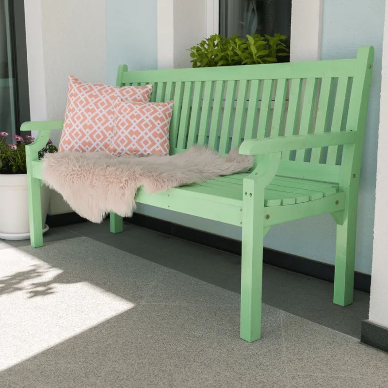 Drevená záhradná lavička s jedinečným dizajnom, neo mint, 150