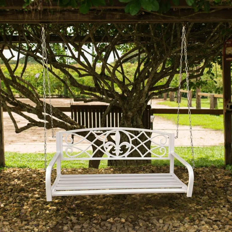 Záhradná závesná hojdačka biela