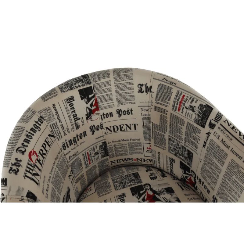 Elegantné kreslo, D-8 ekokoža čierna/látka vzor noviny