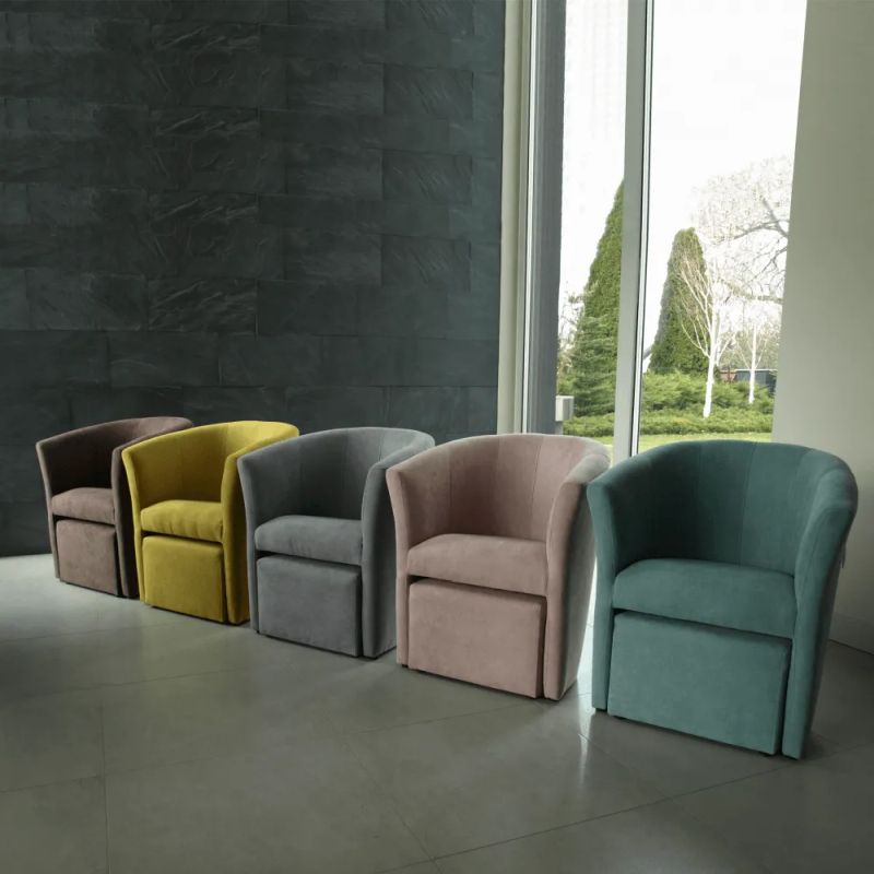 Klubové kreslo s taburetom púdrová ružová látka