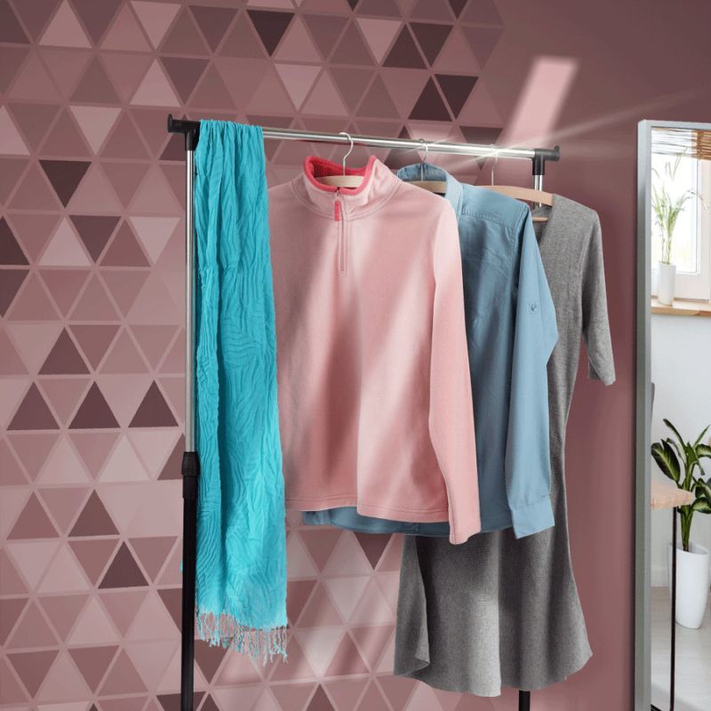 Pojazdný vešiak, nerezový, kov+čierny plast