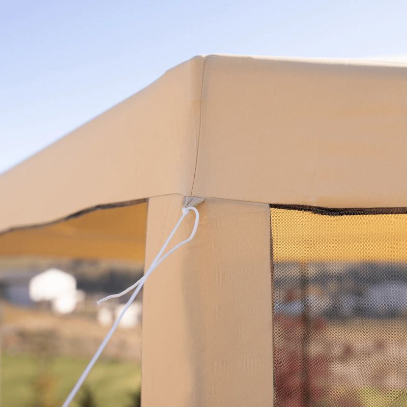 Stanový altánok do záhrady, 3,9x2,5x3,9m, béžová/čierna