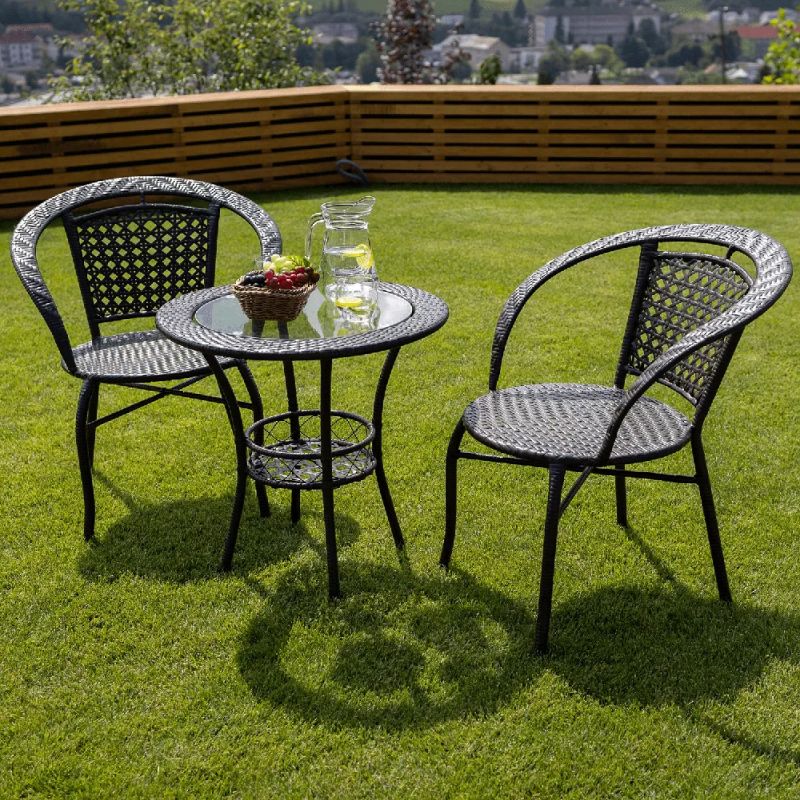 Záhradný ratanový set, 1+2, hnedá