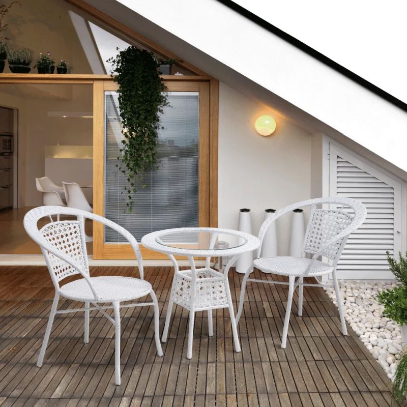 Záhradný ratanový set, 1+2, biely