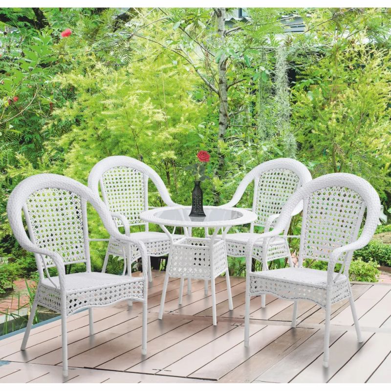 Záhradný set, 1+4, v bielom prevedení