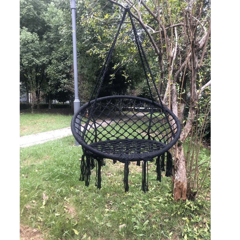 Závesné hojdacie kreslo v čiernej farbe