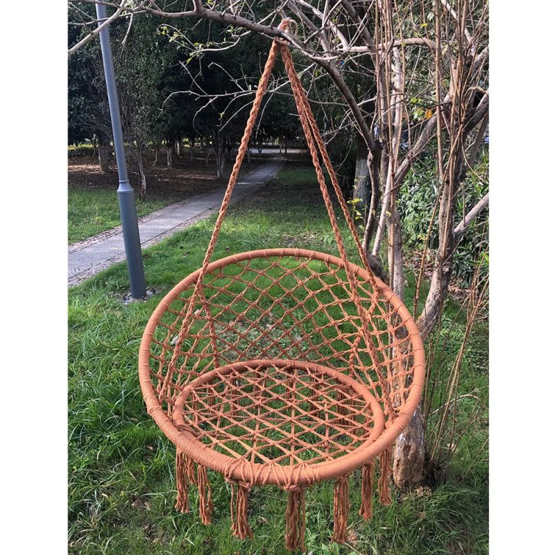 Závesné hojdacie kreslo v béžovohnedej farbe