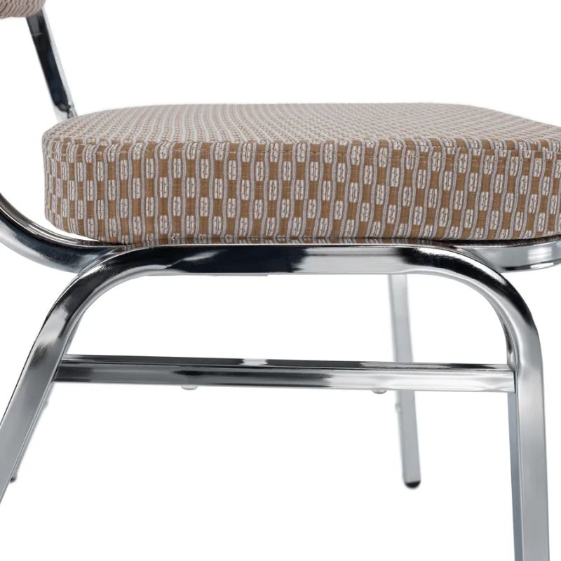Zasadacia stohovateľná stolička, béžová vzor-chróm