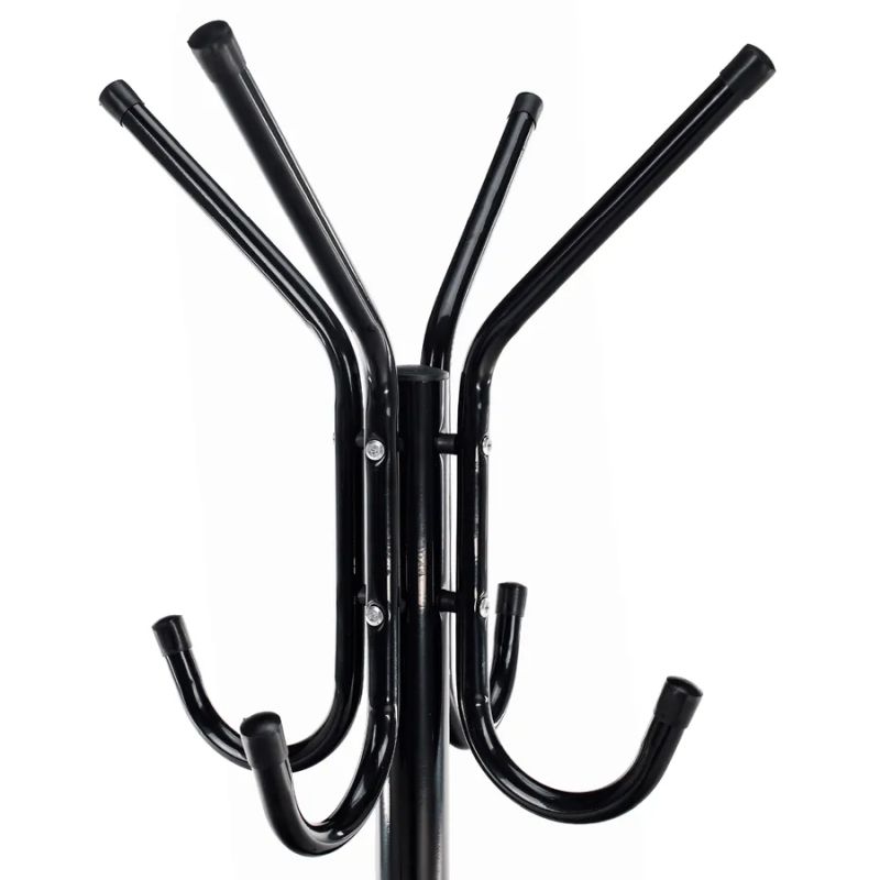 Stojanový vešiak s množstvom háčikov v čiernom prevedení