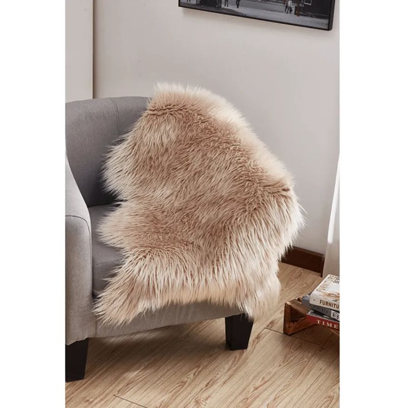 Koberec, TYP 2, umelá kožušina, béžová, 60x90