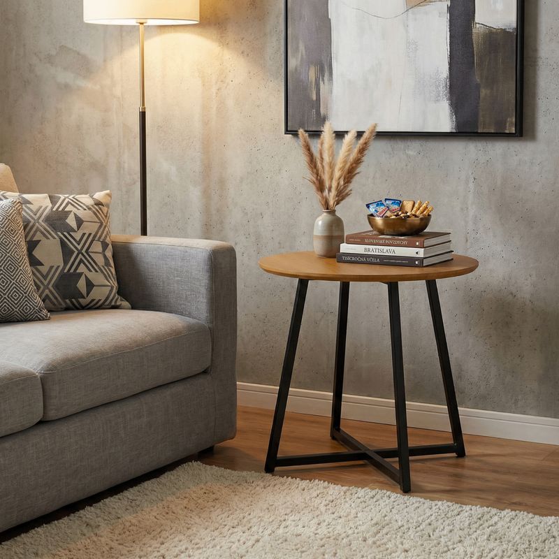 Príručný stolík v praktickom okrúhlom dizajne, dub/čierna