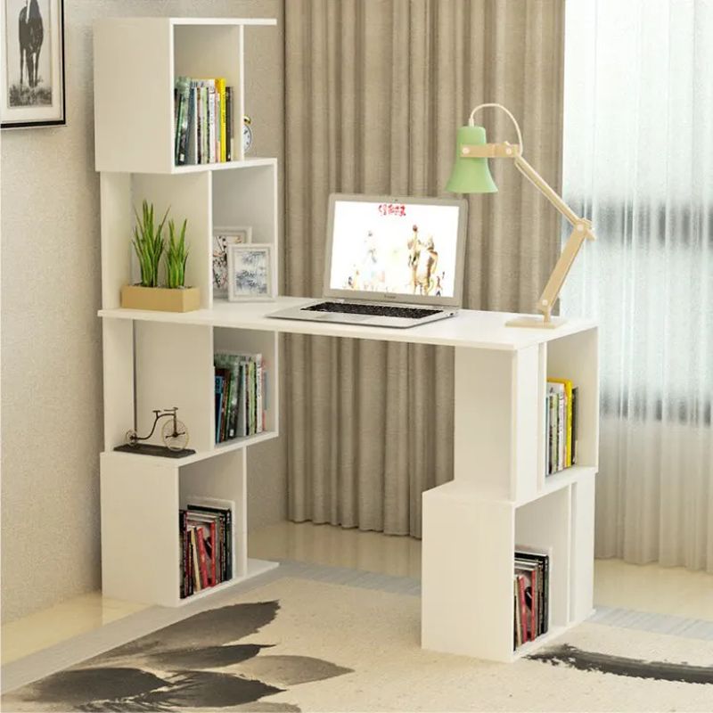 Písací stôl s regálom biely