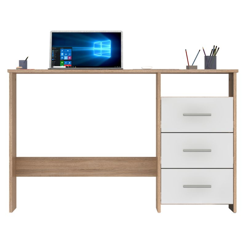 PC stôl jednoduchým dizajnom, dub sonoma-biela