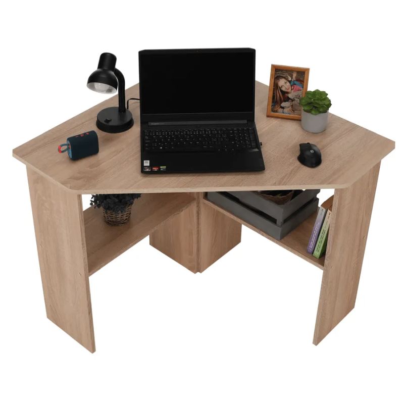Jednoduchý rohový PC stôl, dub sonoma