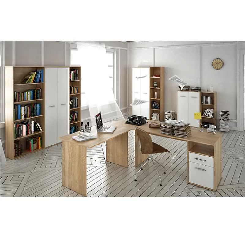 Luxusná skriňa s regálom, dub sonoma/biela