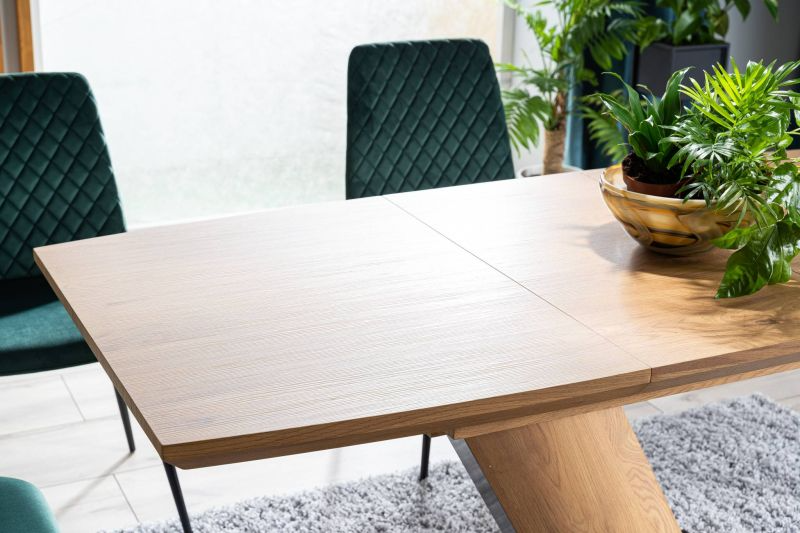 Stôl rozkladací s jedinečným dizajnom 120-160, dub/čierny lak