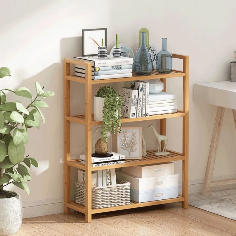 Praktický 4-policový bambusový regál