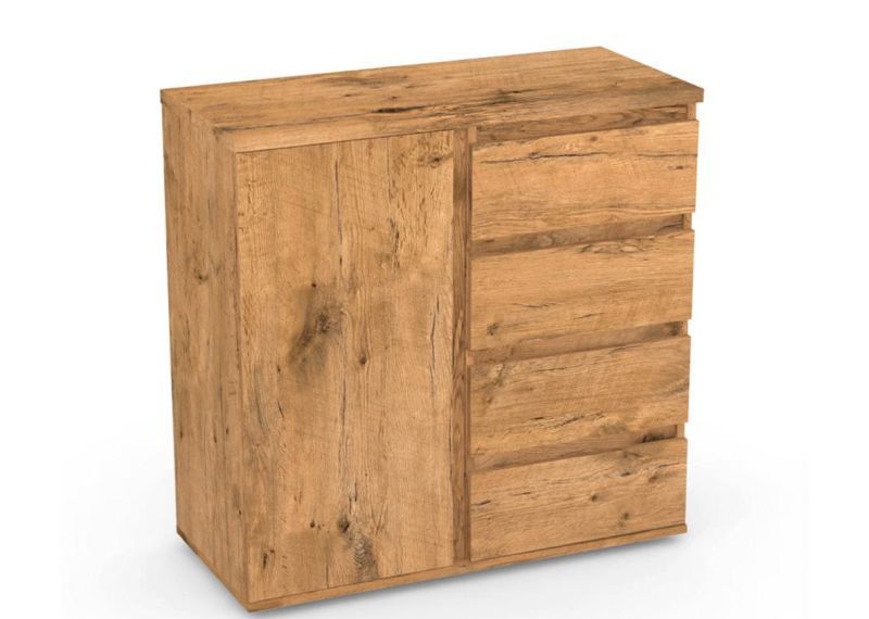 Komoda 4x zásuvka, 1x dvierka - viac farebných prevedení