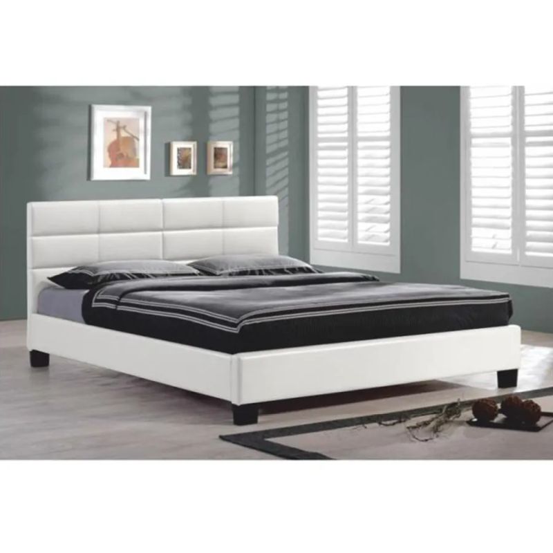 Manželská posteľ 160x200 v bielej textilnej koži