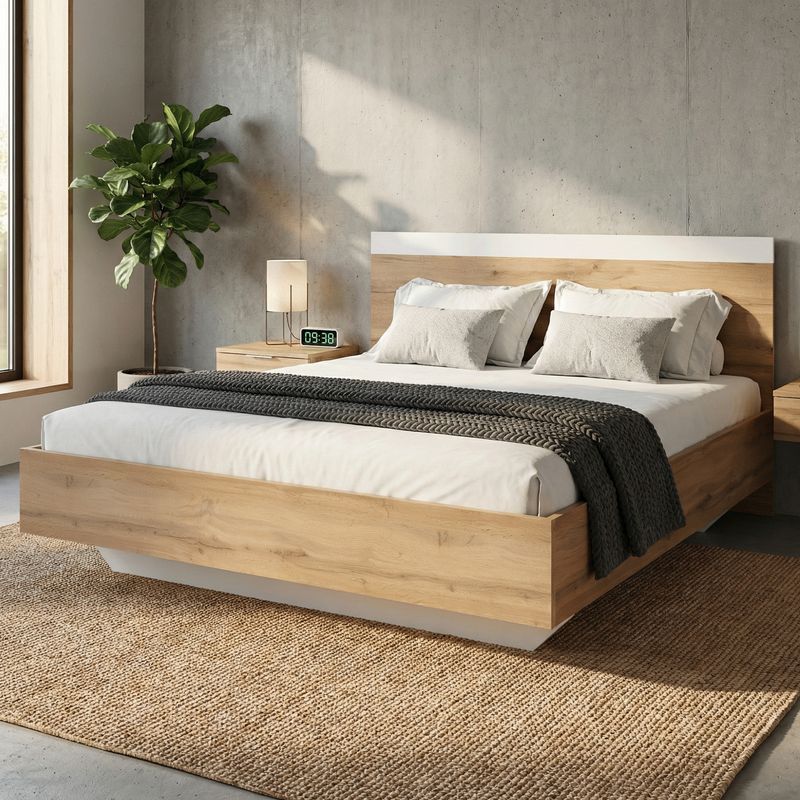 Manželská posteľ 180 v modernom farebnom prevedení dub wotan a biela