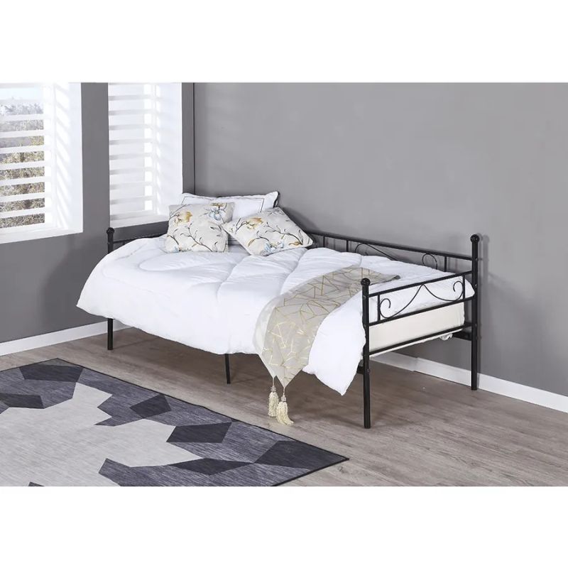 Kovová pohovka - jednolôžko 90, čierna