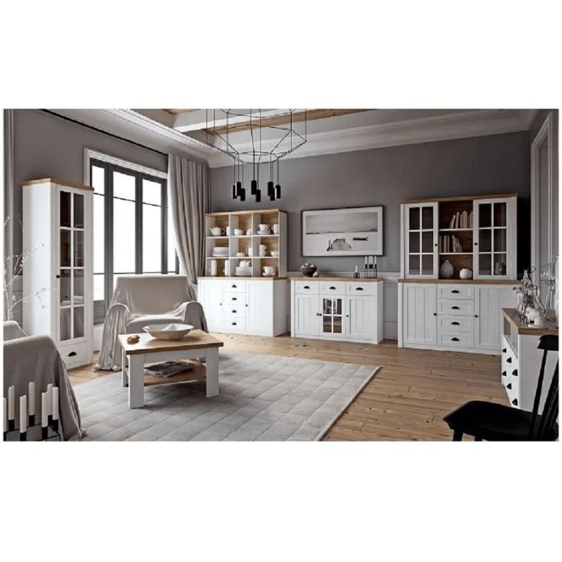 Komoda 2-dverová so 4 zásuvkami, sosna Andersen-dub lefkas