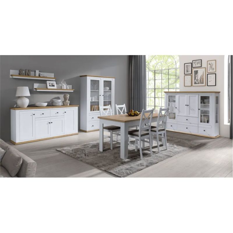 Komoda barová v modernom prevedení, biela-dub grand