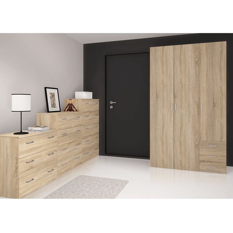 Dub sonoma trojzásuvková komoda