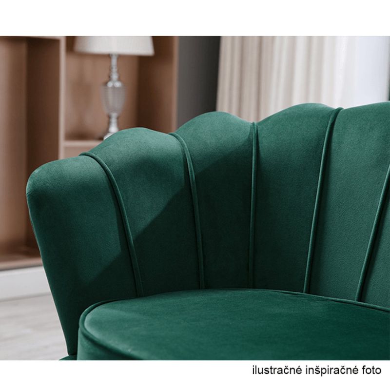 Kreslo v štýle Art-deco, smaragdová Velvet látka-gold chróm-zlatý