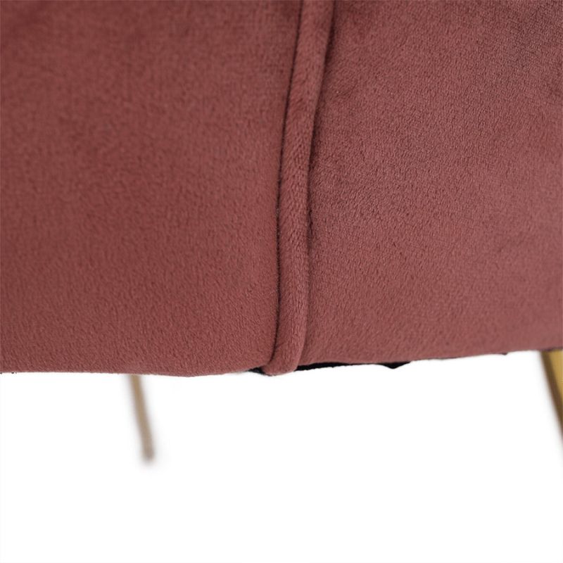 Lavica v štýle Art-deco, ružová Velvet látka-gold chróm-zlatý