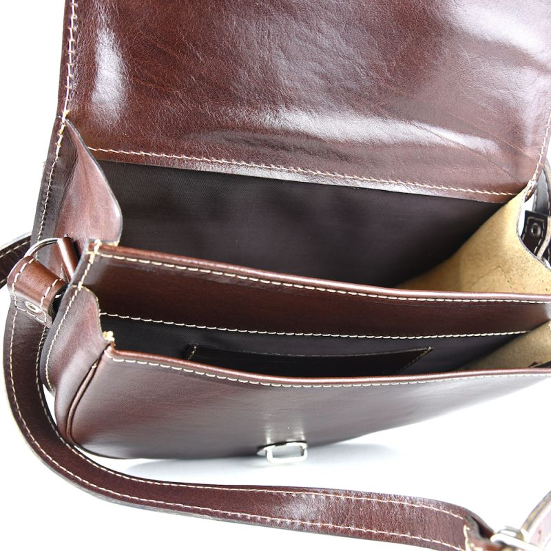 Luxusná rustikálna kožená kabelka, hnedá farba