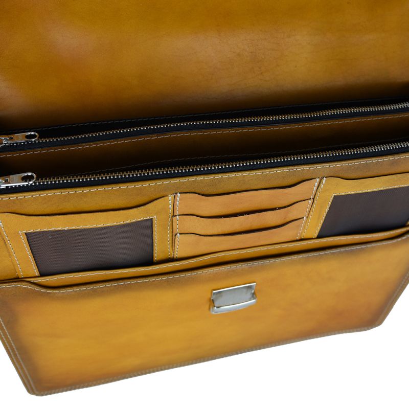 Luxusná kožená pracovná aktovka v žltej farbe (Limitovaná edícia)