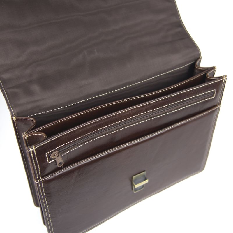 Luxusná elegantná kožená aktovka z pravej kože v hnedej farbe 8170