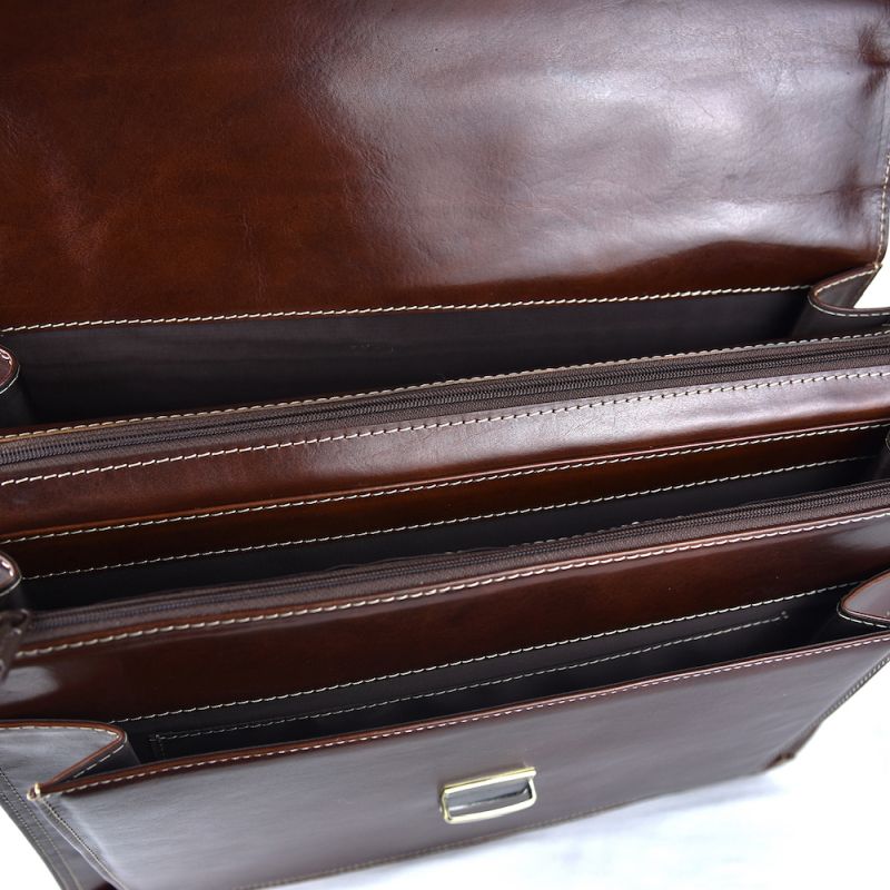 Luxusná kožená aktovka z pravej hovädzej kože 8418 v hnedej farbe