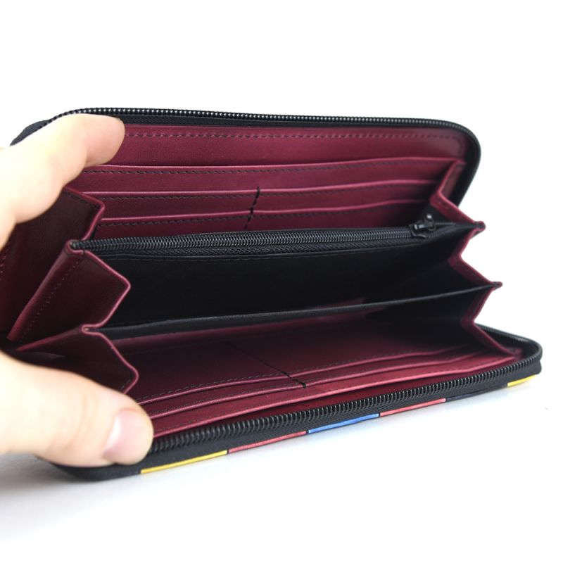 Ručne maľovaná kožená peňaženka s motívom Mozaika