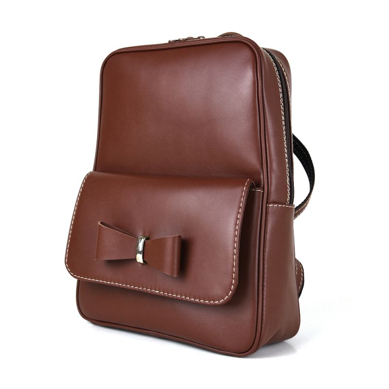 Módny kožený ruksak z pravej hovädzej kože v hnedej farbe