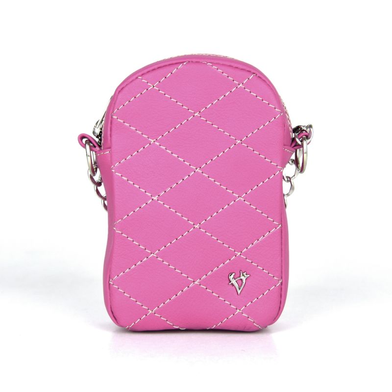 Malá kožená kabelka na mobil v ružovej farbe