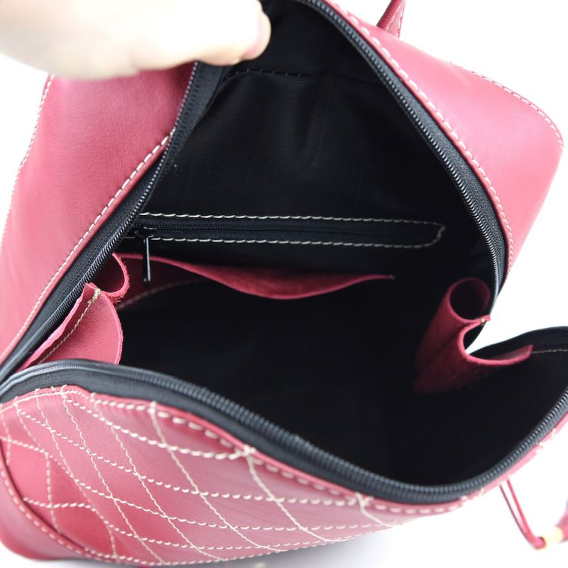 Luxusný dámsky kožený ruksak z prírodnej kože v bordovej farbe