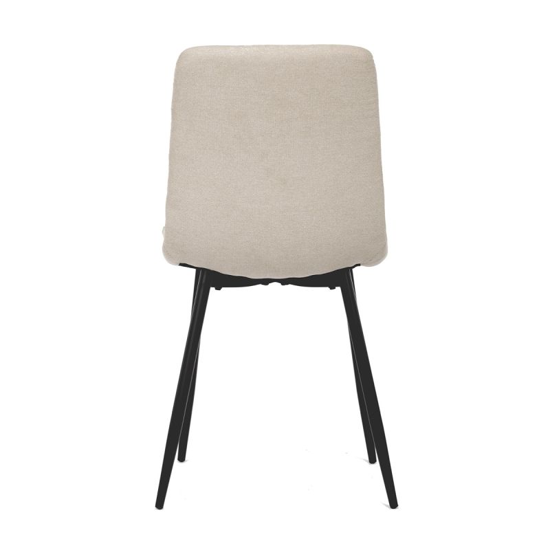 Jedálenská minimalistická stolička v industriálnom štýle, krémová látka