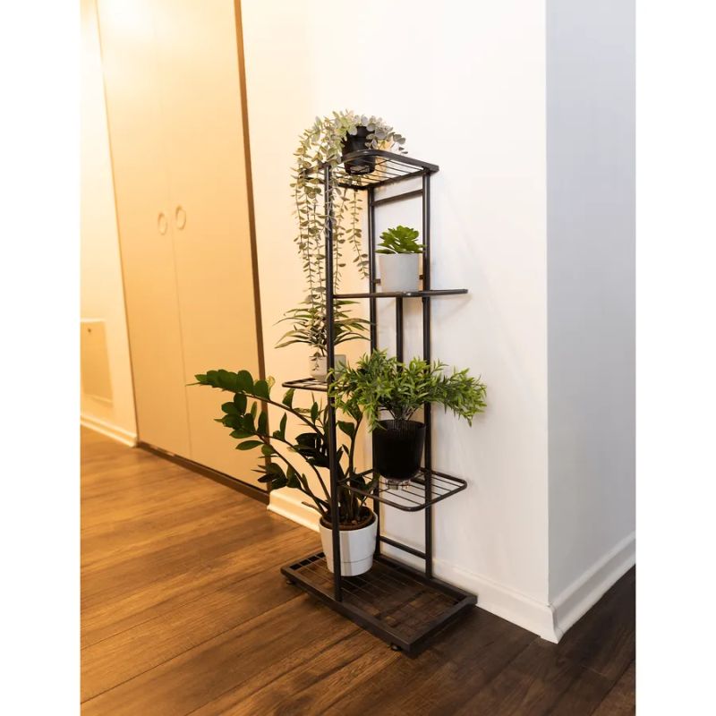 Kovový stojan na kvety, tmavosivý