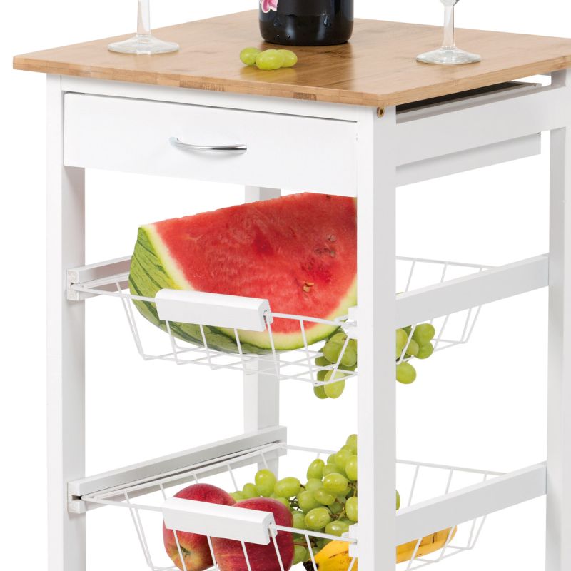 Bambusový regál na kolieskach s brzdami