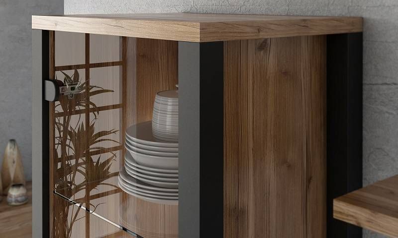 Komoda HEL. 26, appenzeller fichte-čierna