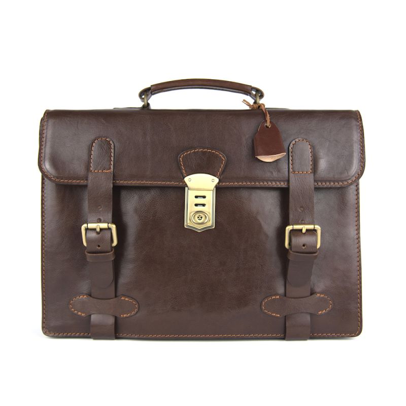 Vintage kožená aktovka v tmavo hnedej farbe