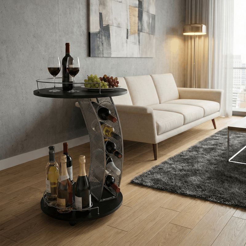 Servírovací vozík, kov+čierna