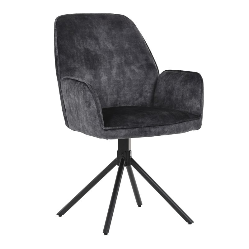 Stolička jedálenská a konferenčná, čierna látka v dekore žíhaného zamatu