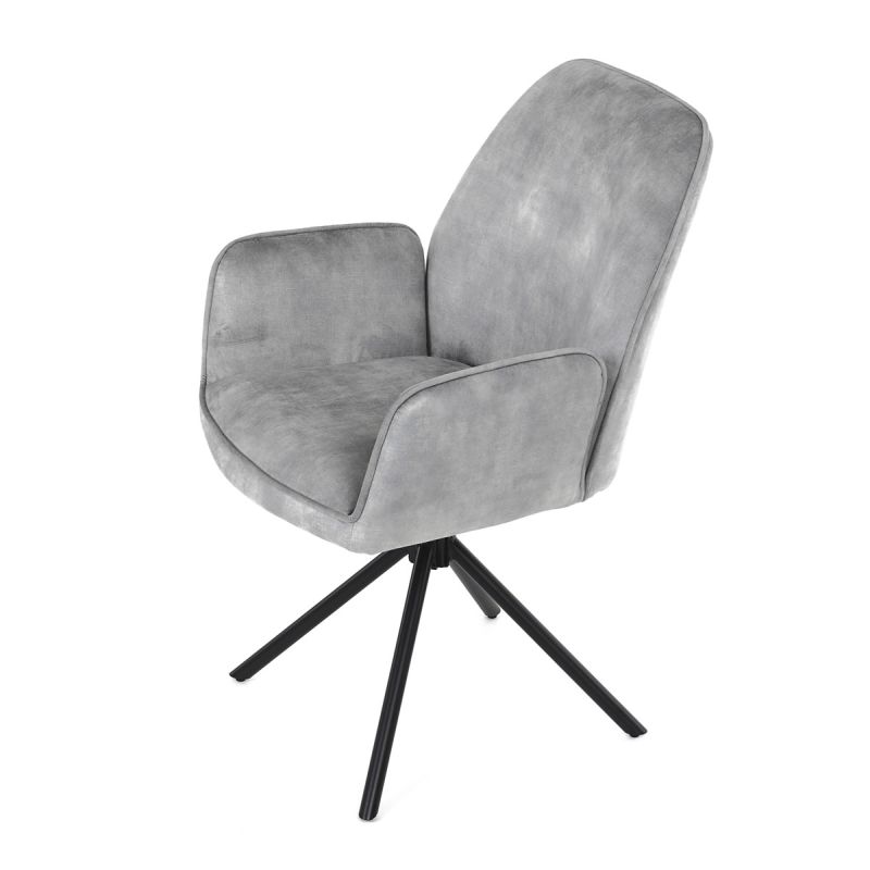 Stolička jedálenská a konferenčná, strieborná látka v dekore žíhaného zamatu