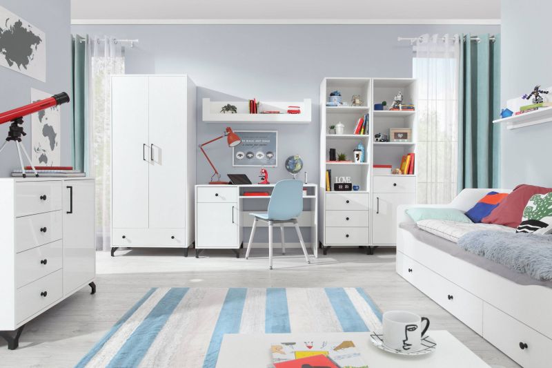 Dokonalá moderná komoda, biely lux-biely vysoký lesk