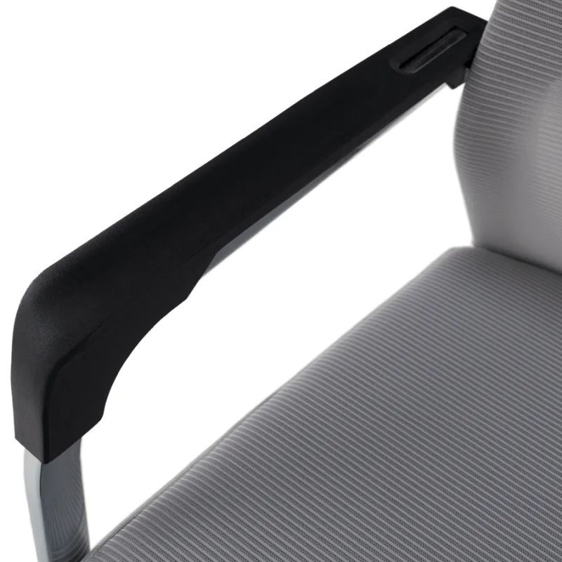 Zasadacia stolička s podrúčkami, sivá látka
