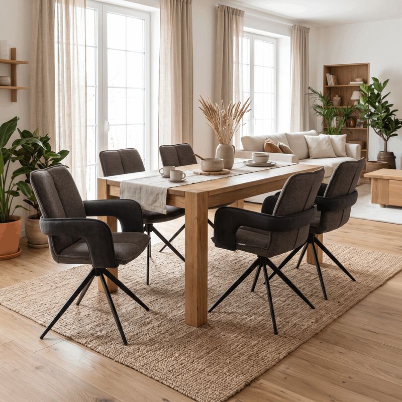 Moderná jedálenská stolička, otočná 180°, sivá látka