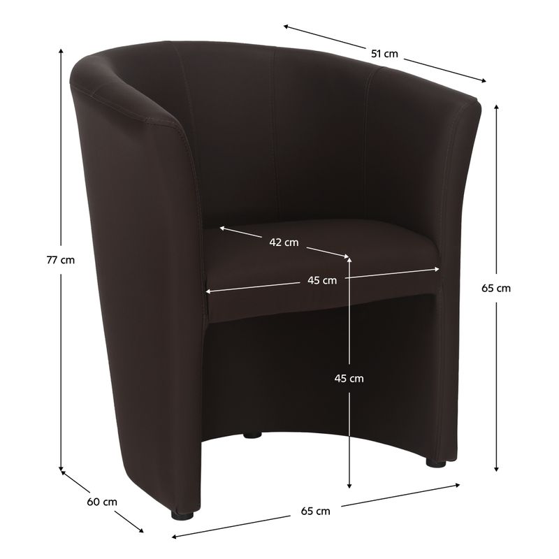 Elegantné klubové kreslo, hnedá ekokoža